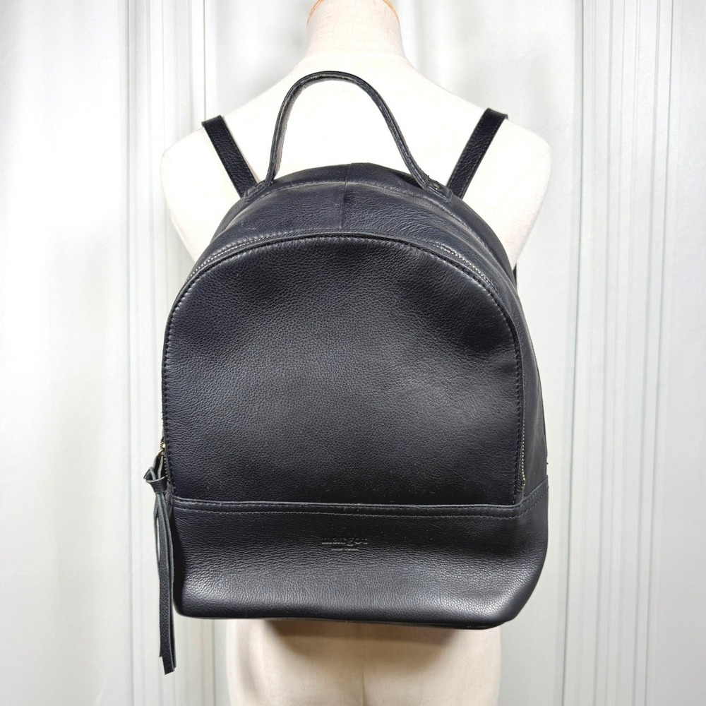 Margot New York Black Pebbled Leather Backpack Purse Dual Zip Gold Hardware